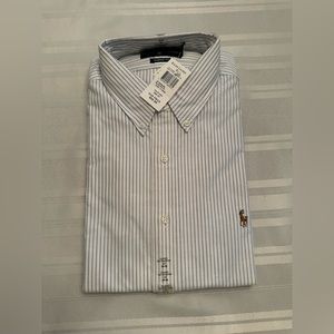NWT Ralph Lauren Classic Buttondown Shirt in Blue Stripe